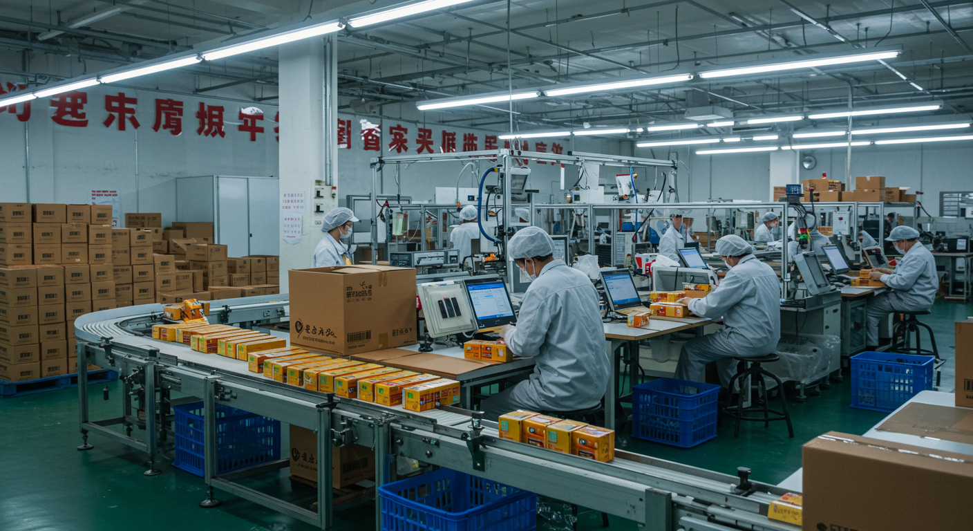 Портовая логистика в Китае с контейнерами и грузовиками на фоне skyline