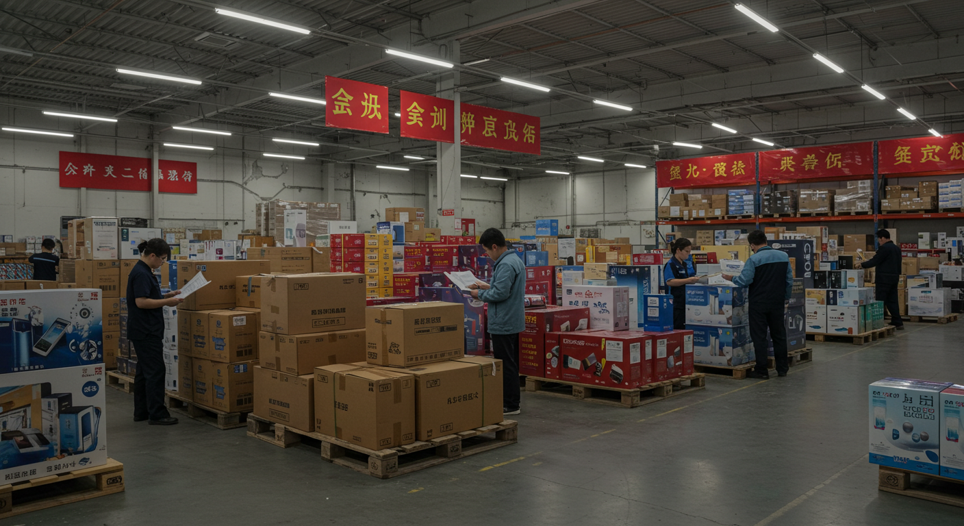 Предприниматели анализируют образцы китайских товаров в офисе с современным дизайном