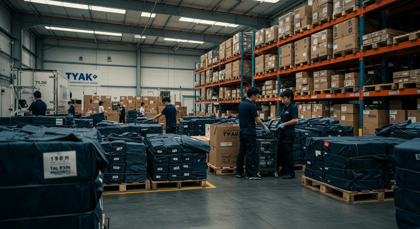 Продавец показывает джинсы покупателю через видеозвонок на рынке ТЯК