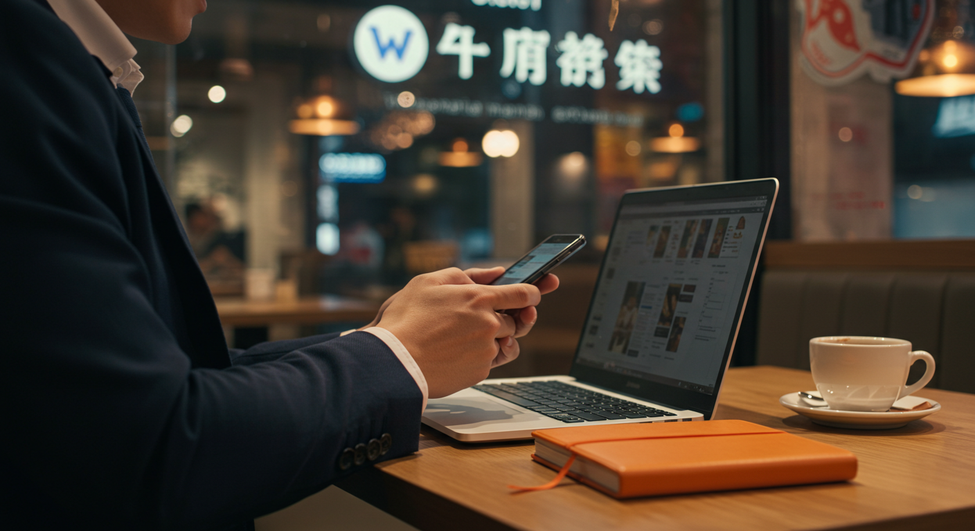 Рабочее пространство с WeChat чатом для бизнеса и списком поставщиков