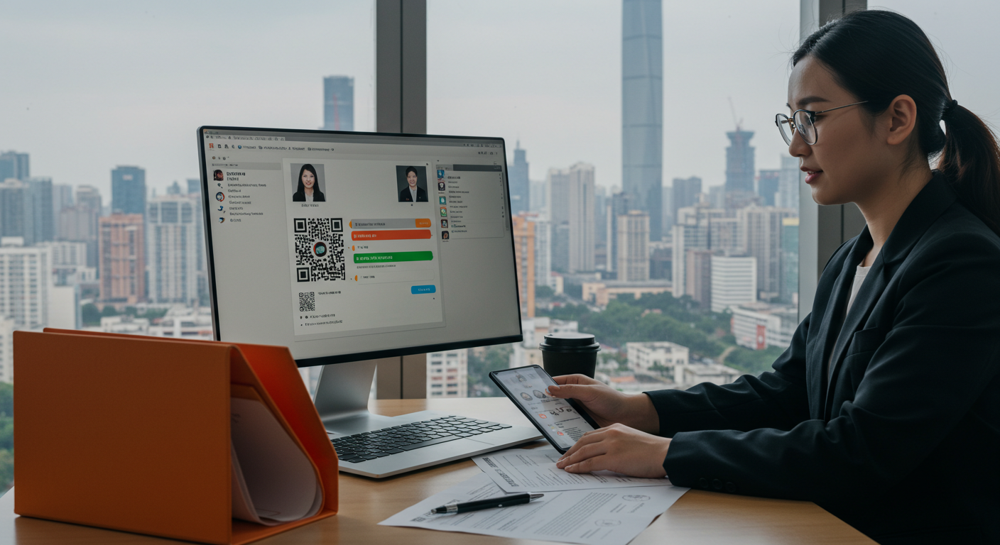 Рабочие на текстильной фабрике используют WeChat для общения и работы