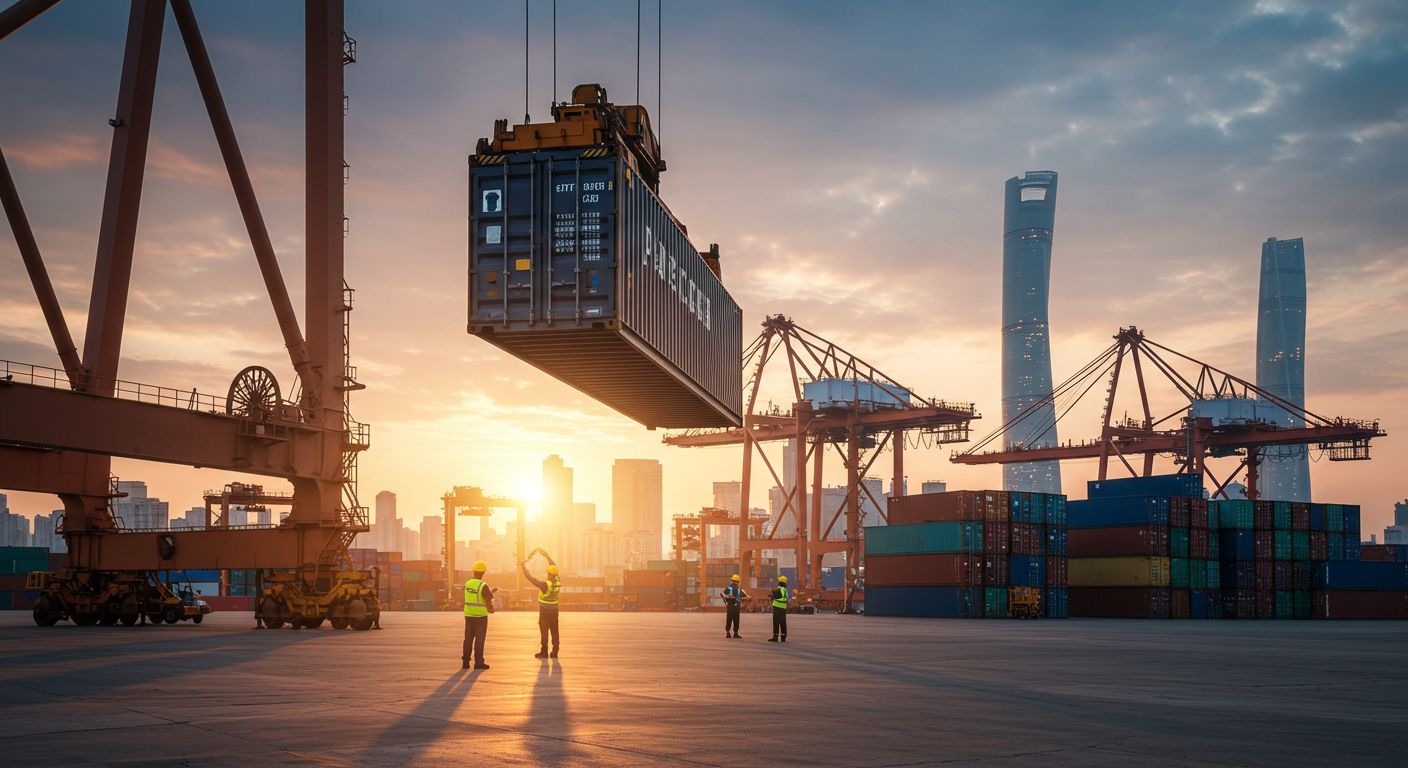 Рабочие проверяют документы и штрих-коды на грузах в складе