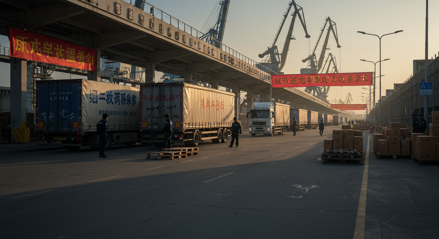 Рабочие проверяют производственную линию на китайском заводе