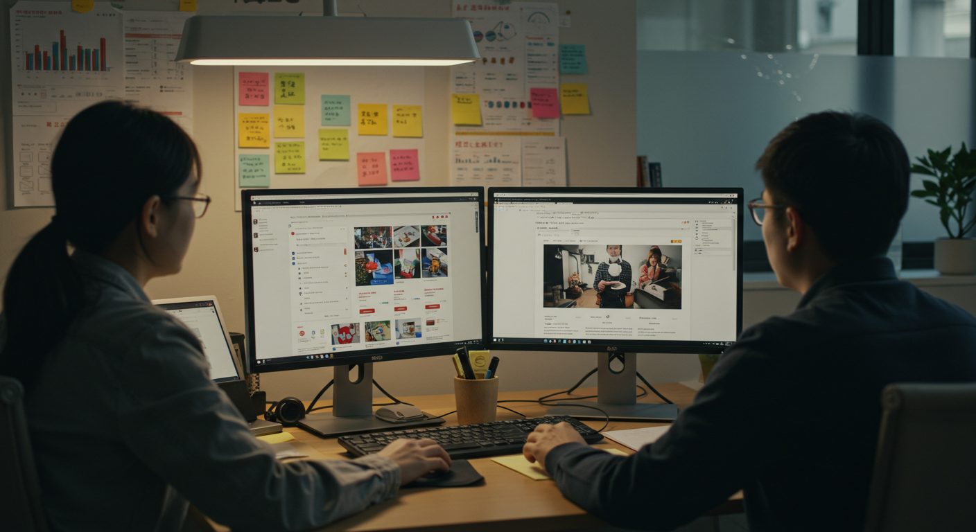 Рабочие проверяют упаковки с товарами 1688 на современном складе.