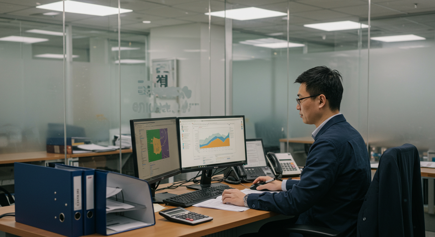 Рабочие проверяют упаковку товаров в китайском складе с экспортной документацией