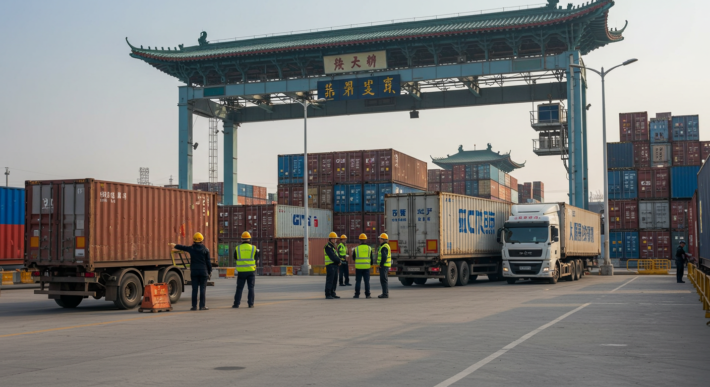 Рабочие проверяют упаковку товаров в логистическом складе для поставок в Россию