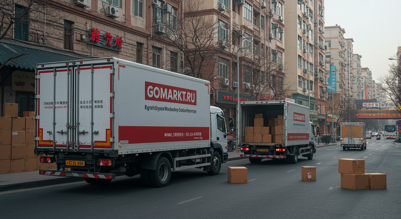 Розничная витрина с популярными гаджетами из Китая, включая умные часы и наушники