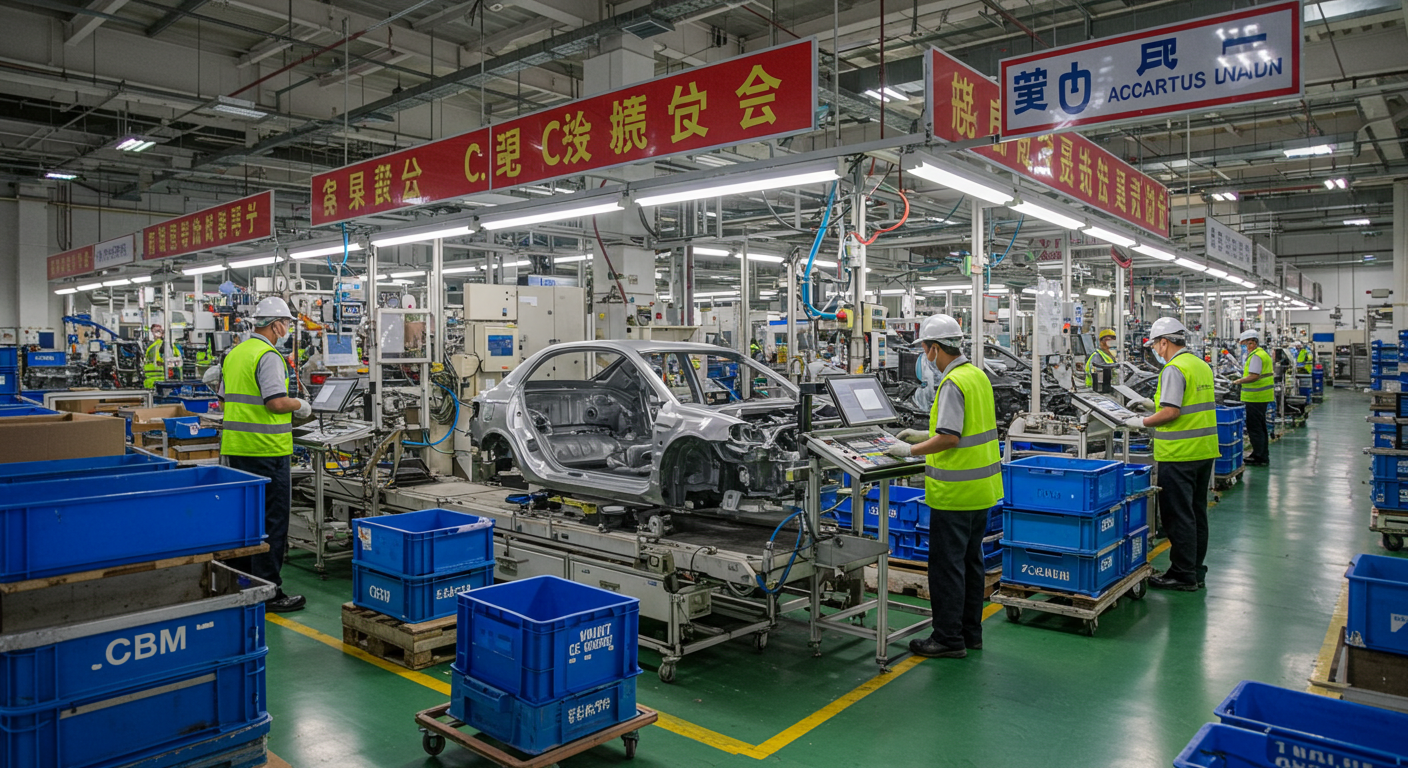 Рынок китайских автозапчастей с яркими упаковками и знаками