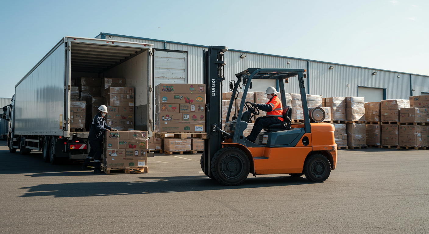 Склад с проверкой качества детской посуды, сотрудники осматривают образцы