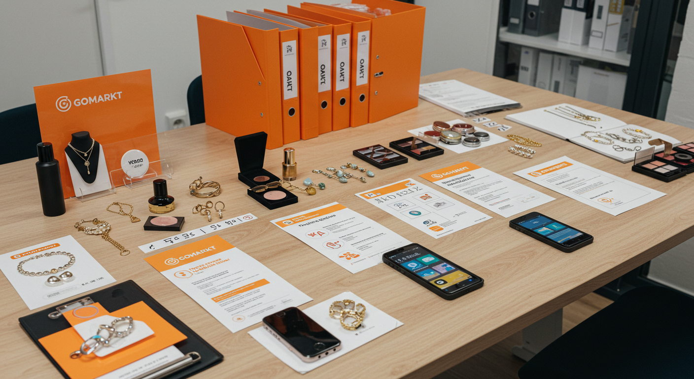 Склад с текстилем и одеждой, рабочие сортируют продукцию с брендингом