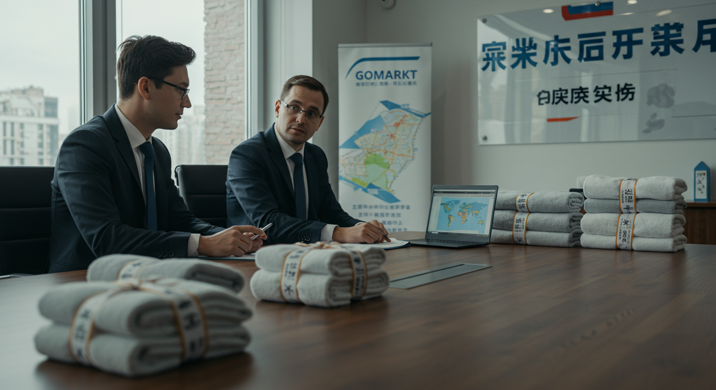 Склад текстиля ТЯК с работниками и коробками полотенец