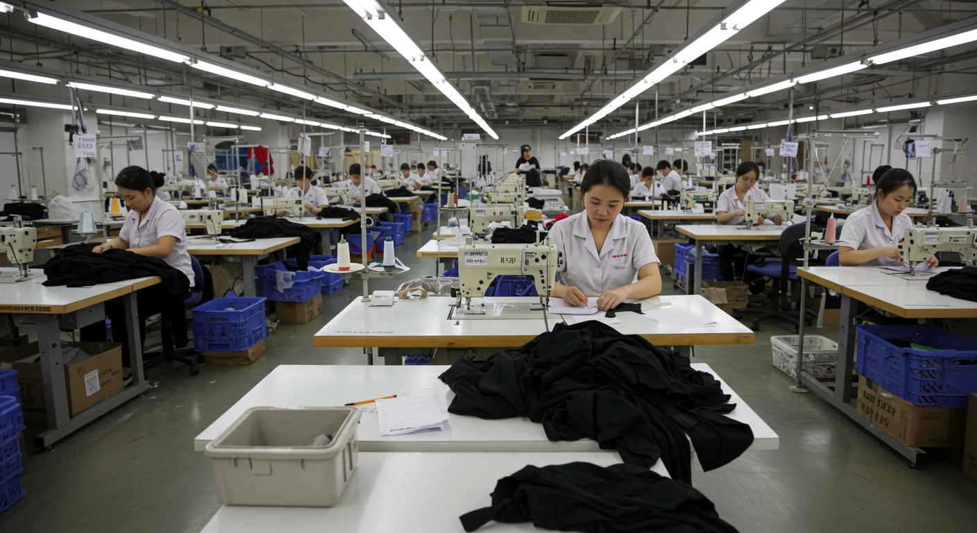 Склад ТЯК Москва с упаковкой нижнего белья, работники проверяют качество