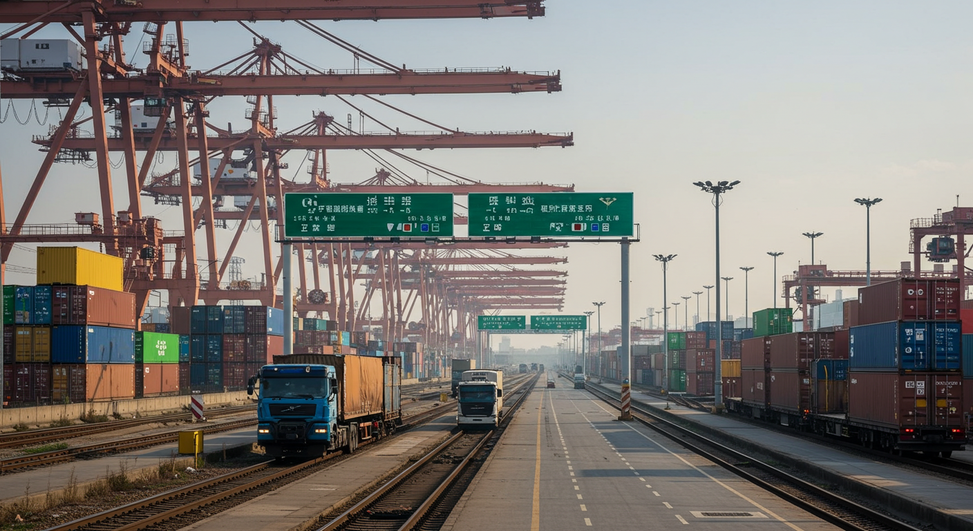 Склад в Китае с работниками, сортирующими грузы для России