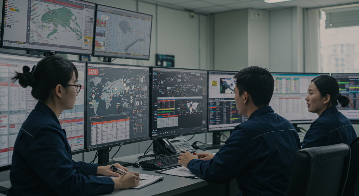 Склад в Китае подготавливает последние отгрузки к праздникам, работники упаковывают коробки.