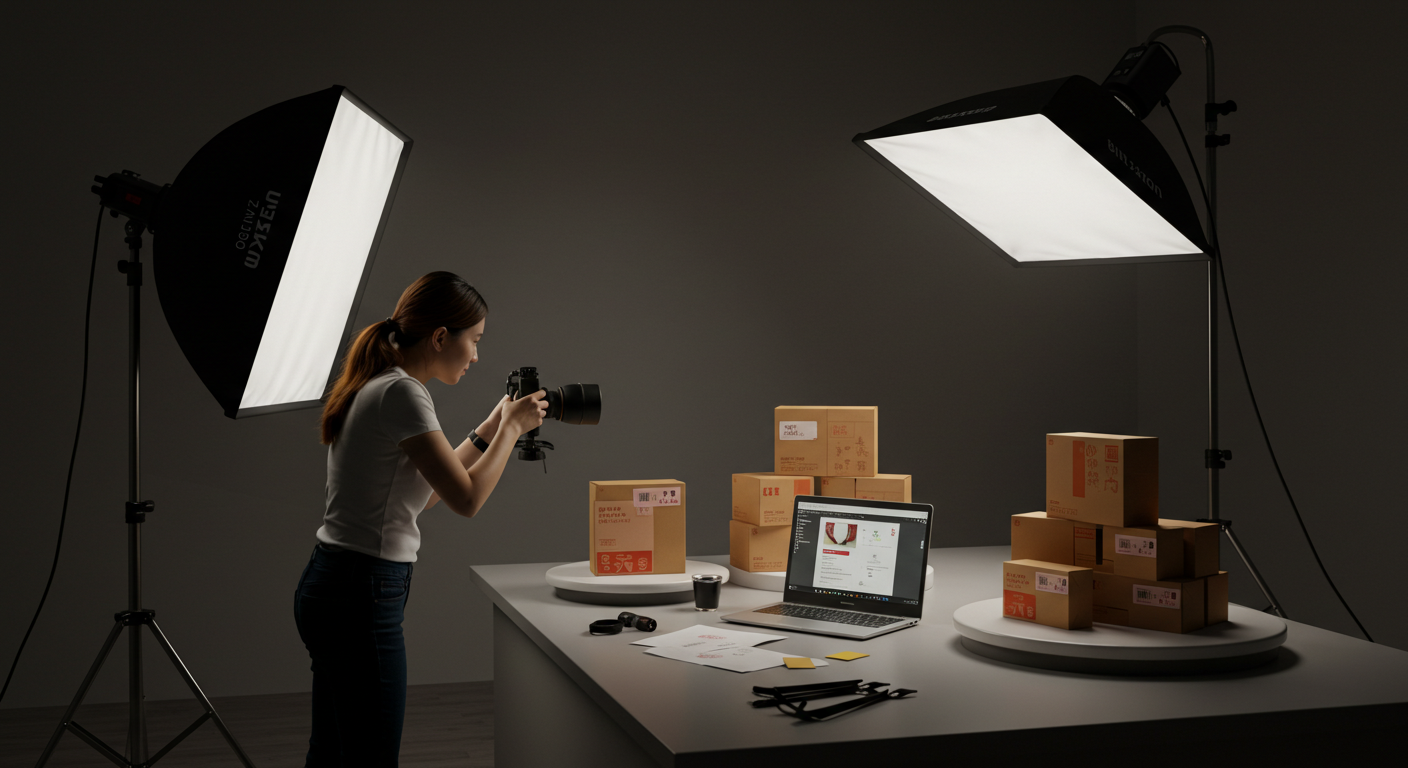 Склад в Китае с коробками и упаковкой для быстрой доставки товаров