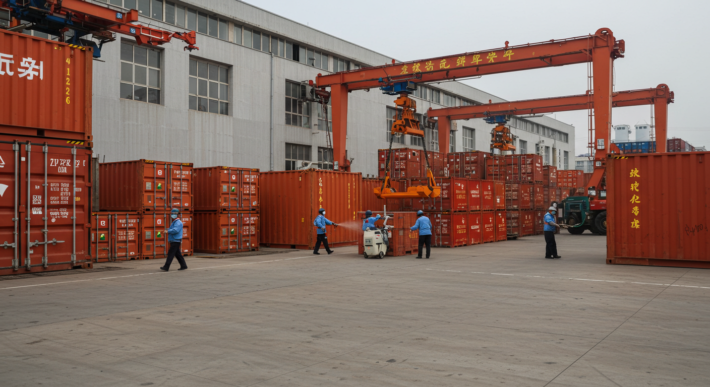 Склад в Китае с работниками в СИЗ и упаковкой товаров