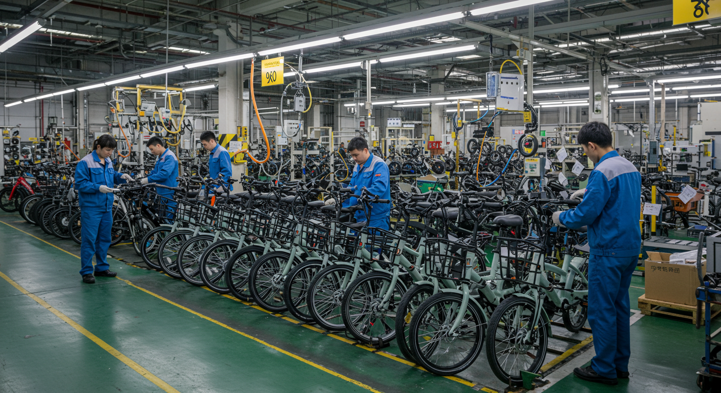 Склад в России получает велосипеды из Китая, сотрудники распаковывают коробки с этикетками.