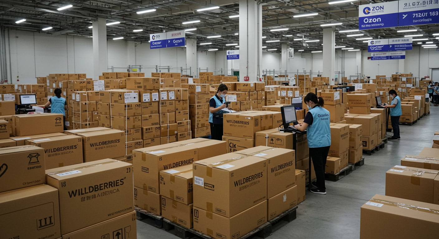 Сортировочный центр в Москве с грузами из Китая для Wildberries и Ozon