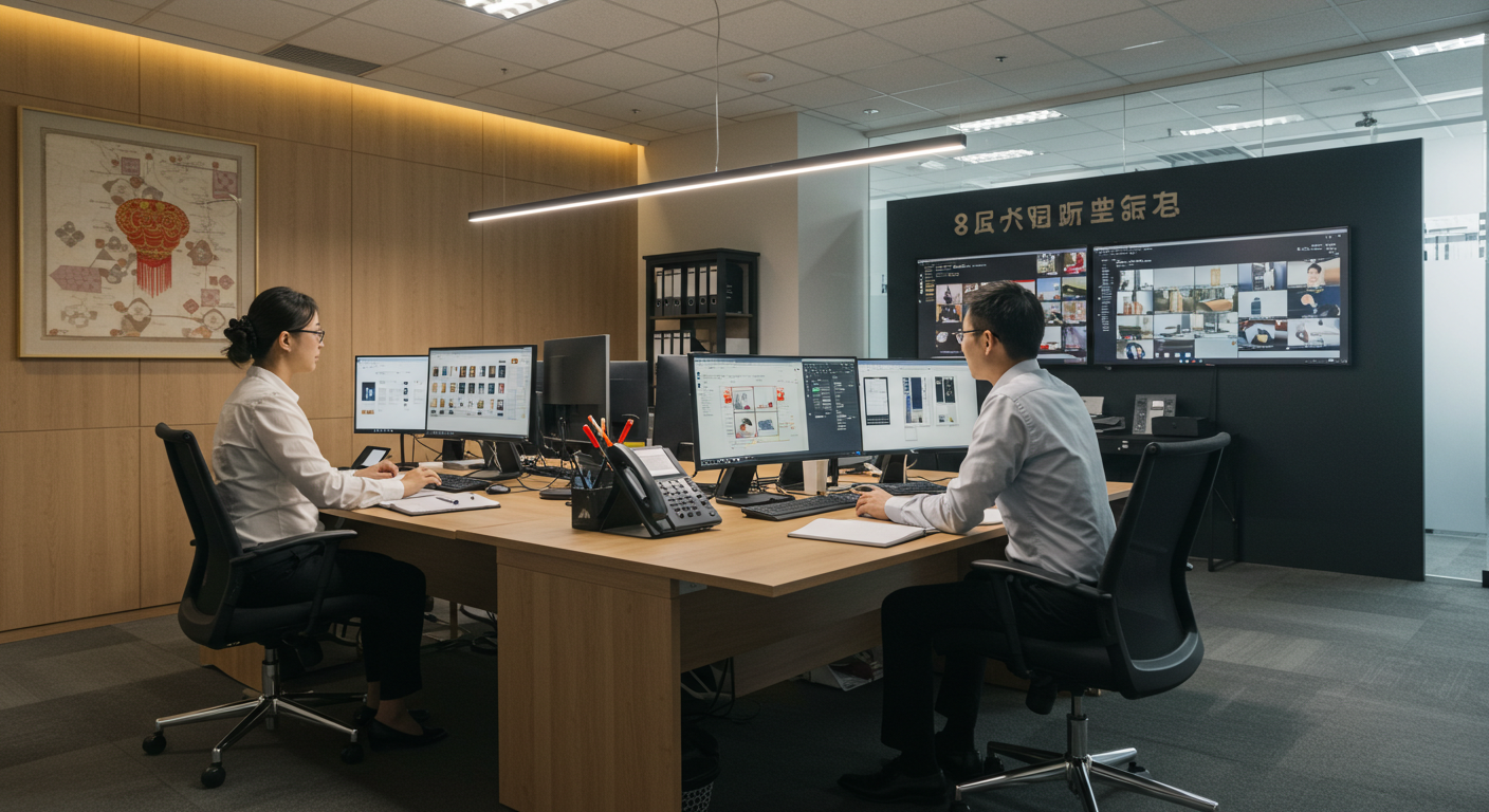 Современная фабрика в Китае, где работники собирают продукцию на конвейере