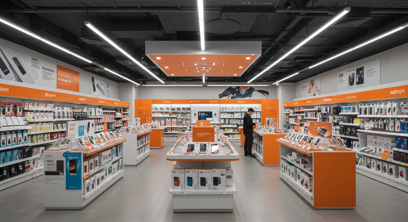 Современная улица Москвы с шоурумами китайских брендов и пешеходами