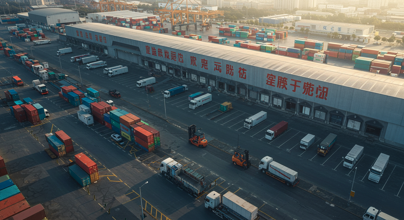 Современная упаковочная линия в Пекине с товарами для доставки из Китая.