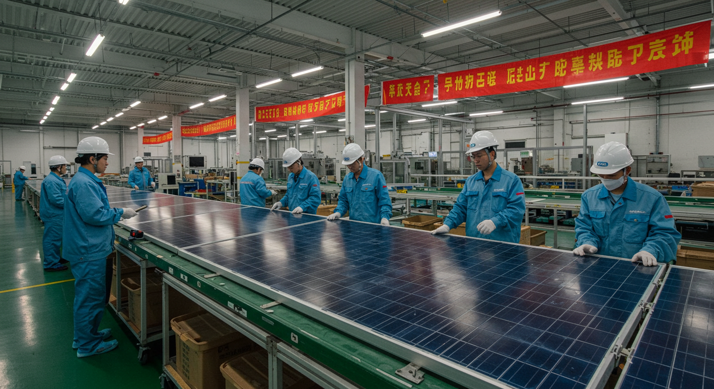 Современная витрина солнечных панелей с упаковкой в китайском технологическом районе