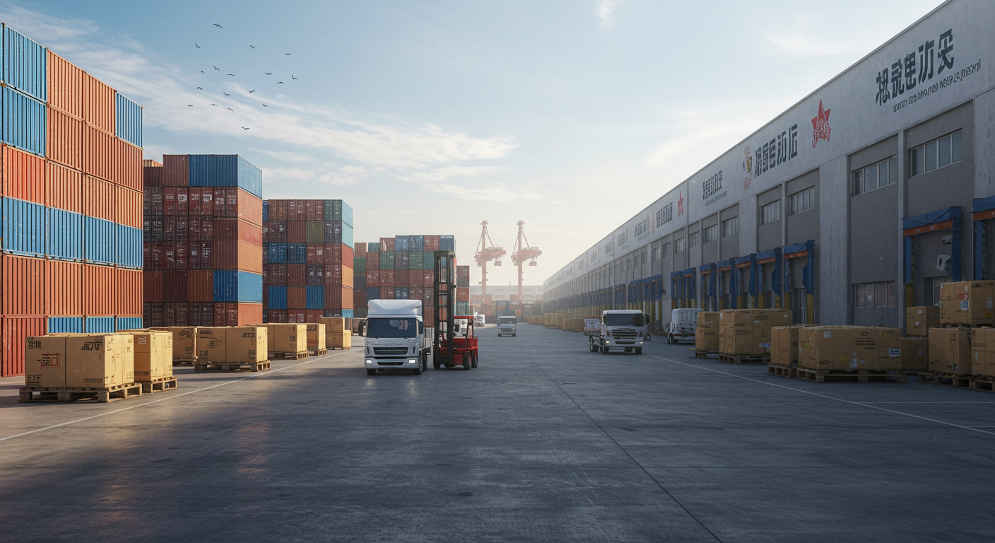 Современный грузовой поезд на железной дороге шелкового пути в Китае