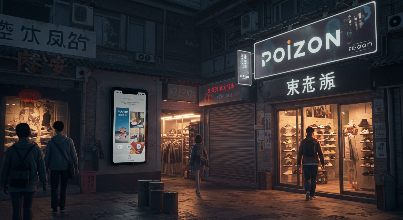 Современный склад с упаковками Poizon и рабочими, сканирующими этикетки