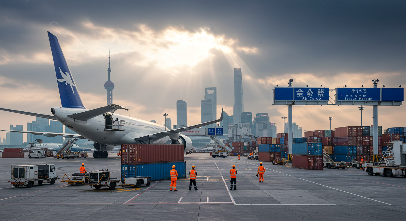 Современный склад с загрузкой грузов на авиа паллеты для доставки из Китая