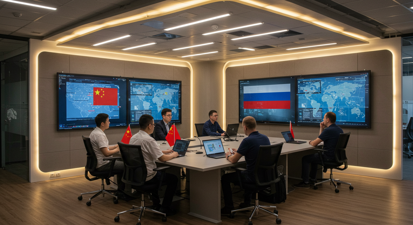 Современный банк в Китае с цифровыми экранами, показывающими курсы юаня и CIPS