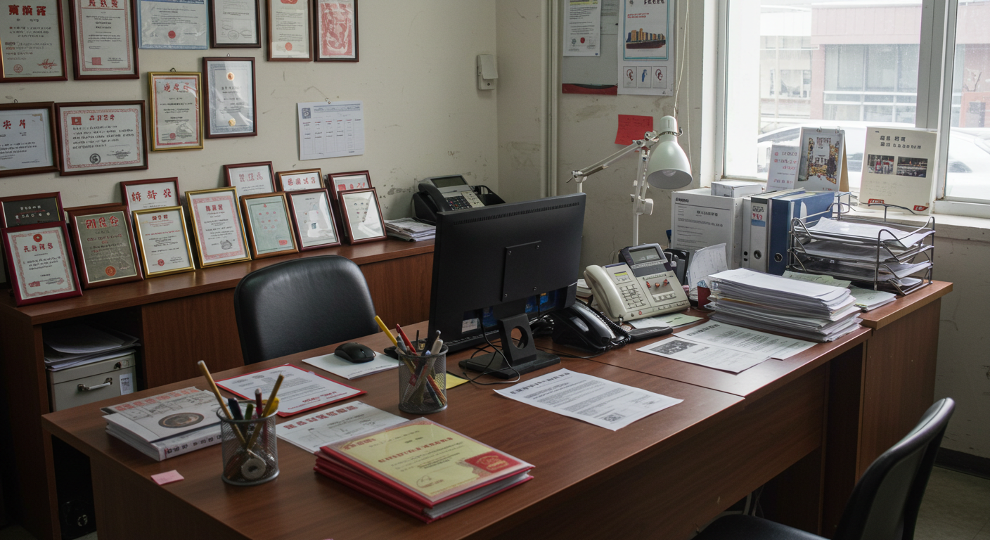 Современный китайский индустриальный парк с заводами и грузовиками