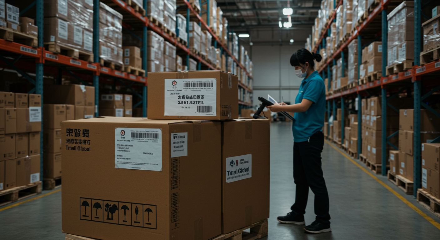 Современный логистический офис в Шанхае с информацией о форматах Tmall