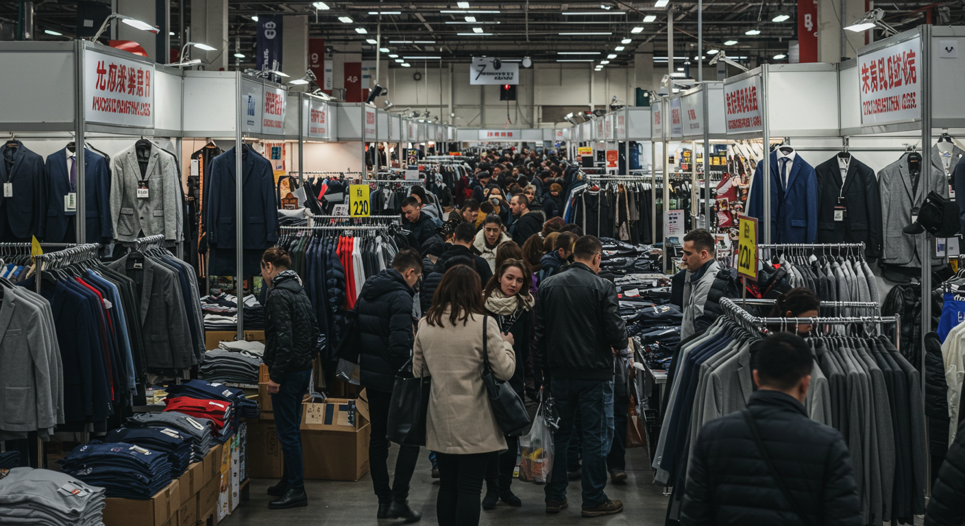 Современный магазин на Садоводе с манекенами в модной мужской одежде