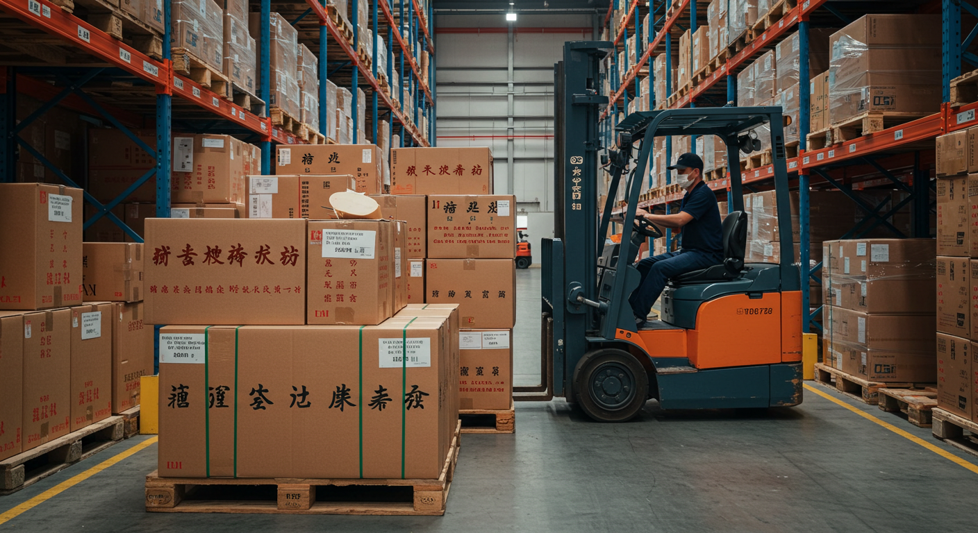 Современный офис таможни с китайско-русскими документами на столе и цифровыми экранами