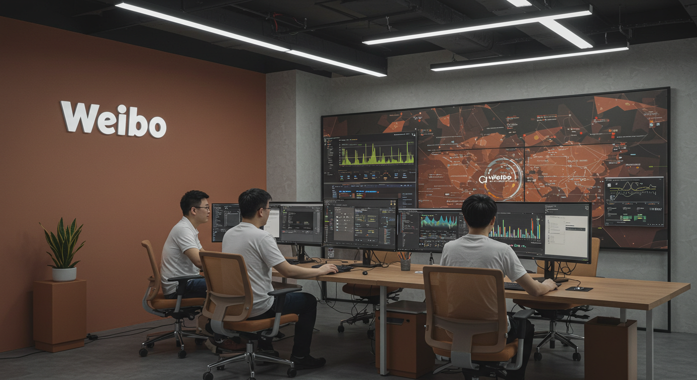 Современный офис в Китае с командой, работающей над кампаниями в Weibo