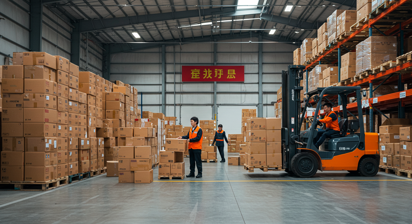 Современный офис в Китае, специалисты планируют экспорт товаров с помощью экранов