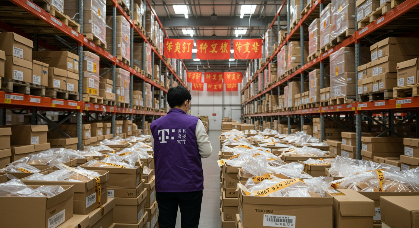 Современный павильон ТЯК с яркими выставками обуви и китайскими вывесками.