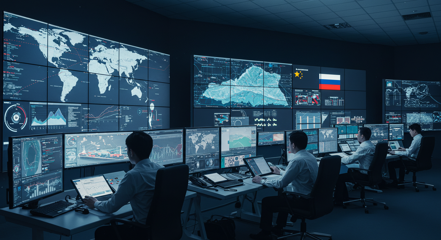 Современный порт Китая на рассвете с контейнерным судном и роботами.