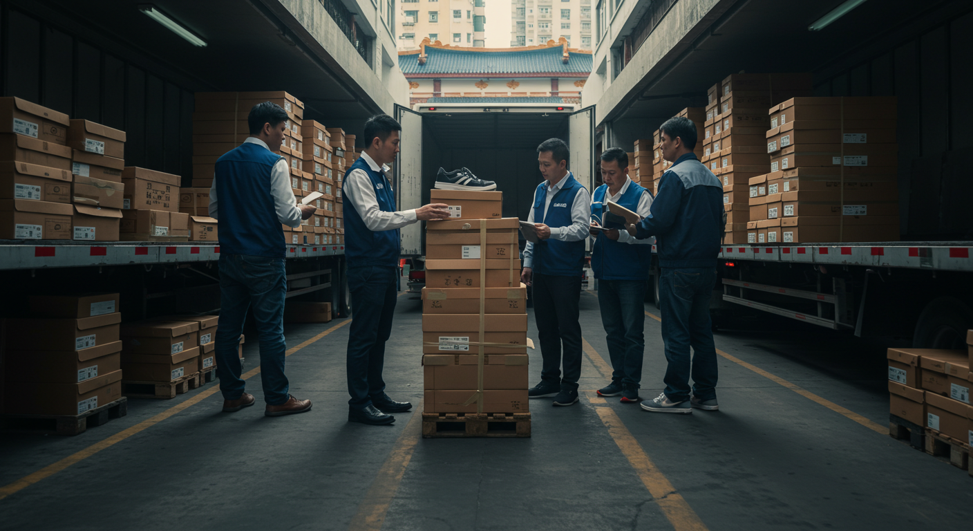 Современный склад с упаковками обуви на Садоводе