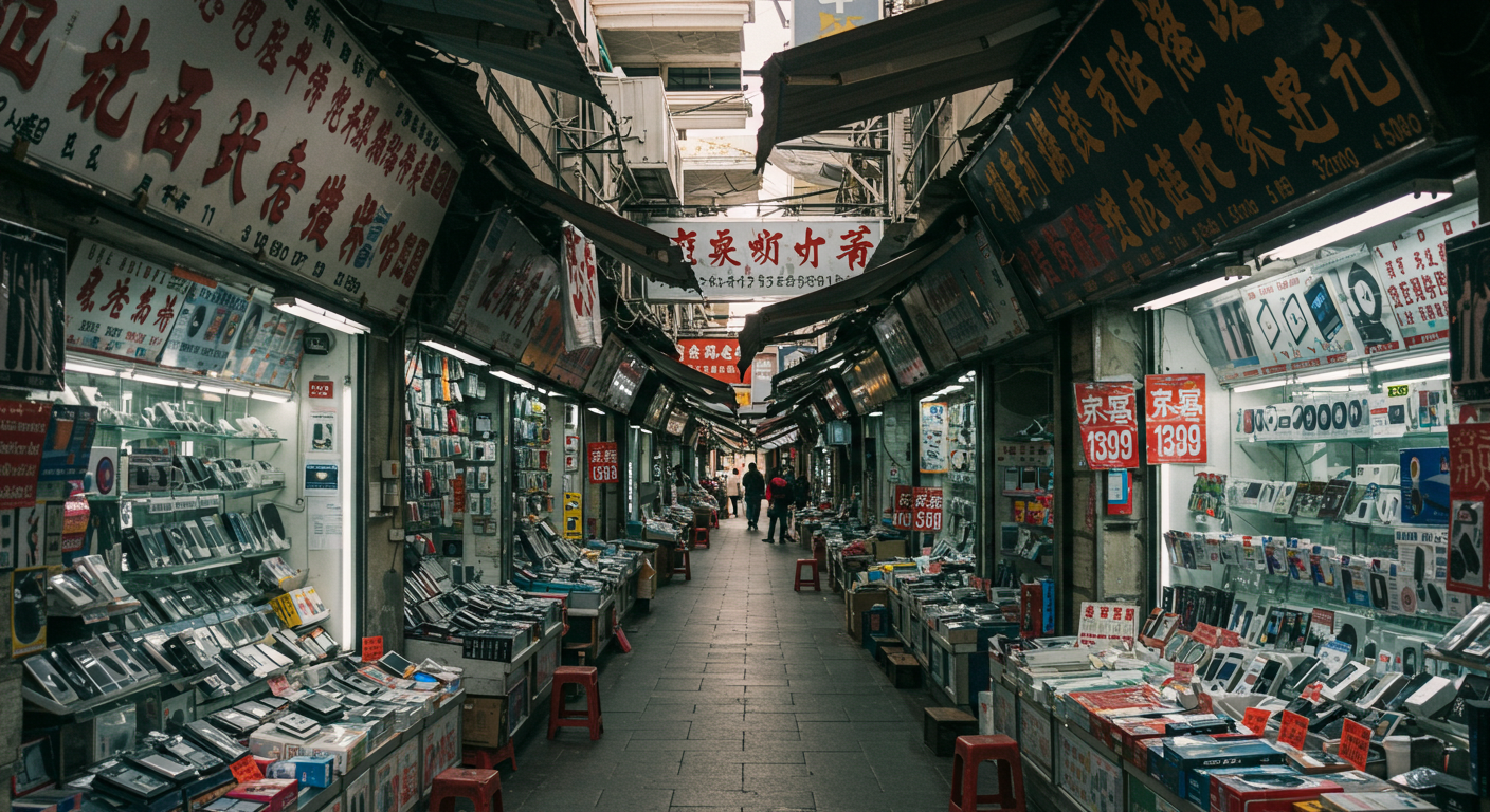 Современный склад с ящиками и экранами Alibaba, работники проверяют товары