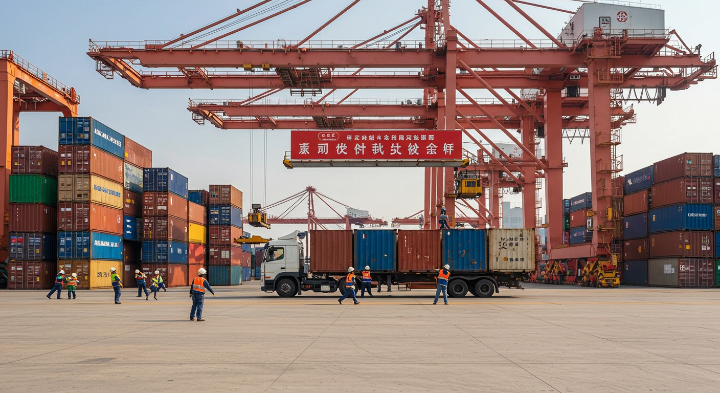 Современный склад в Китае с организованными товарами для экспорта