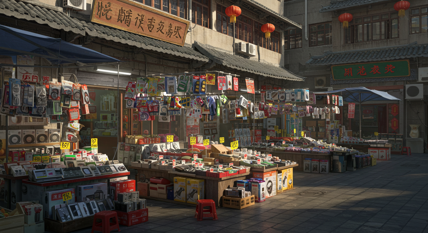 Современный склад в Китае с сортировкой посылок и коробками '1688'