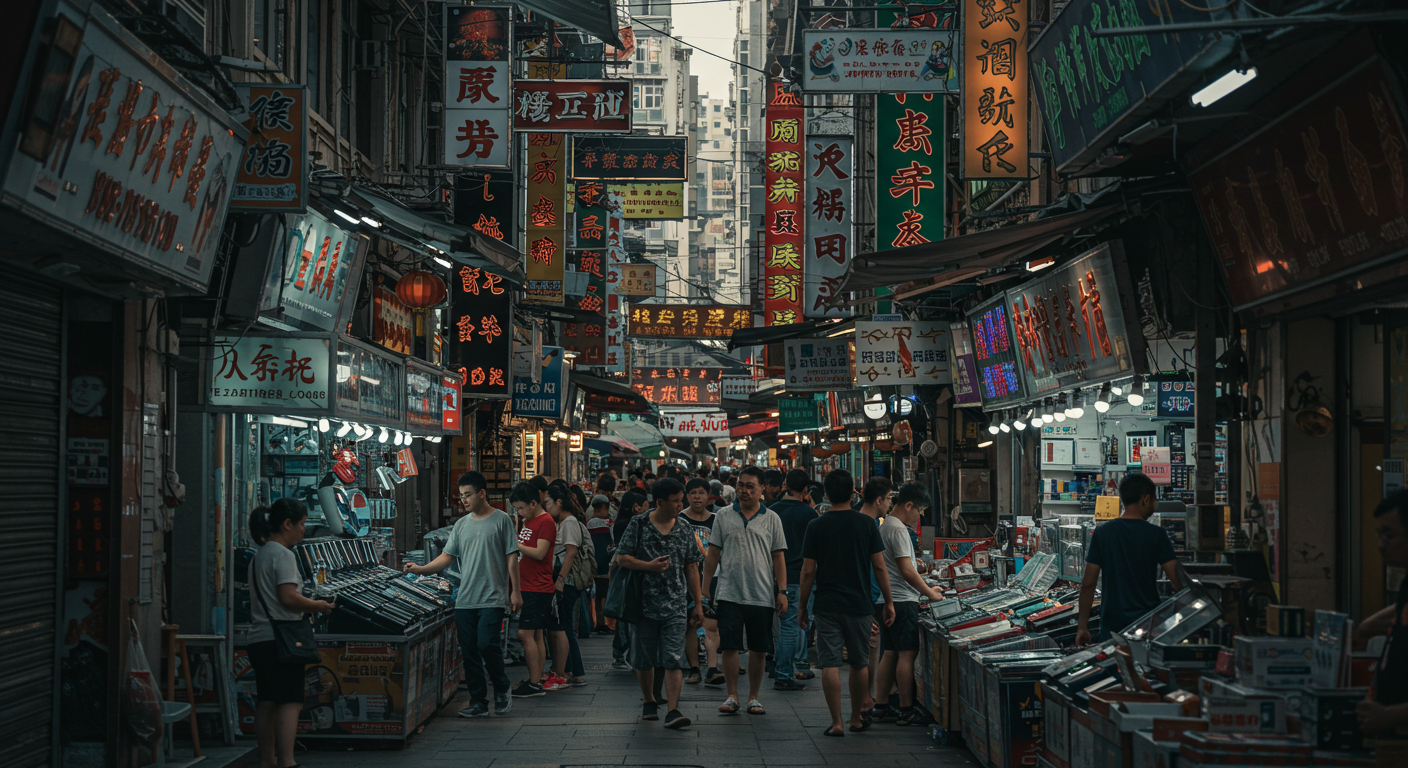 Современный склад в Китае с упакованными грузами и погрузчиком