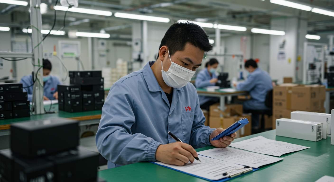 Современный склад в Китае с упакованными товарами и командой логистов