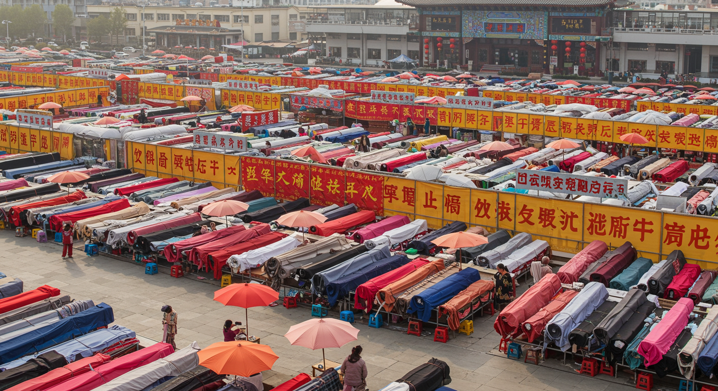 Современный текстильный шоурум в Чжэнчжоу с образцами тканей и покупателями