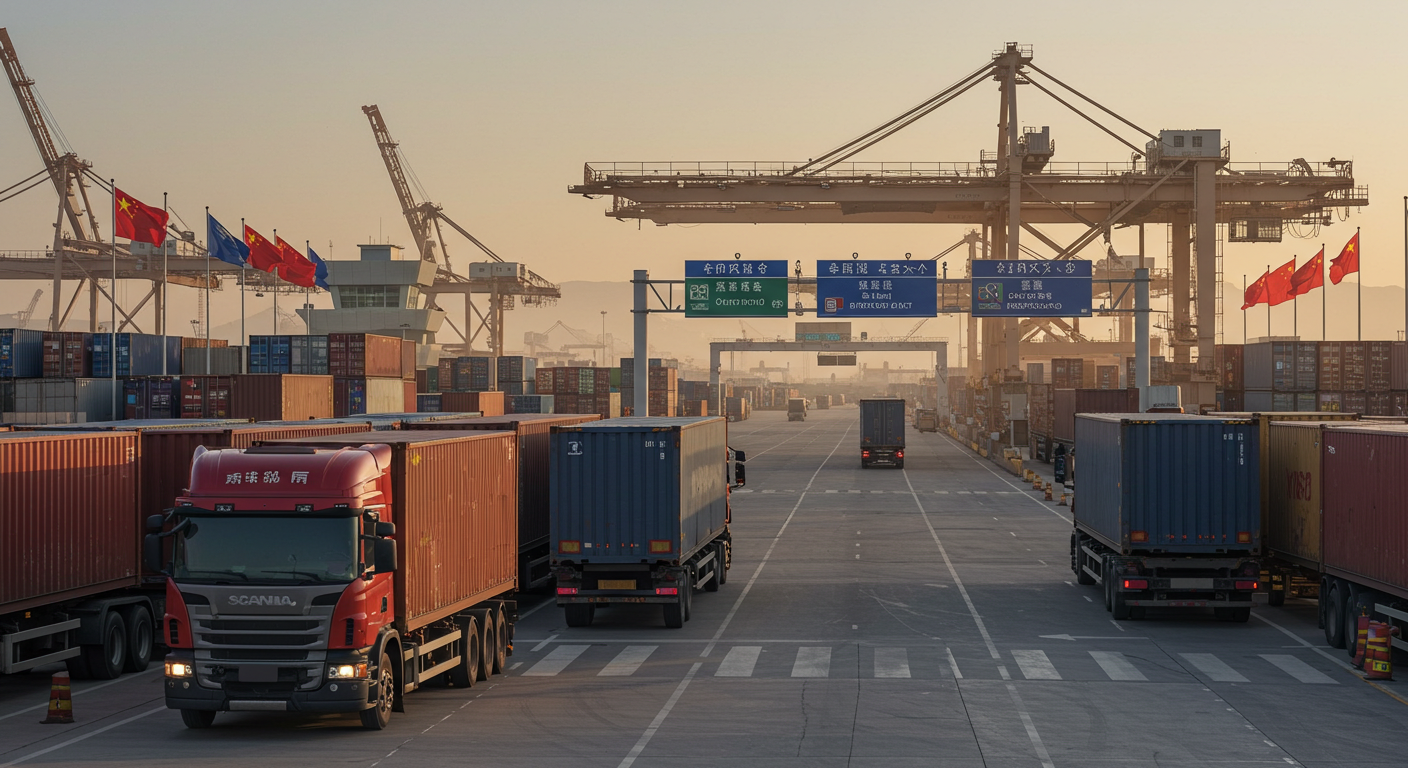 Станция упаковки с рабочими, наклеивающими китайские этикетки на российские продукты