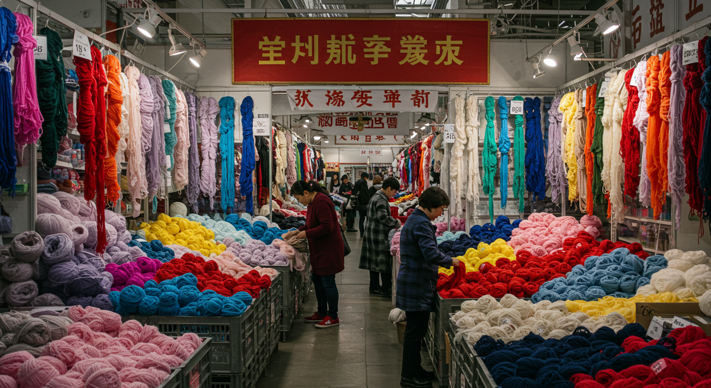 Текстильный склад в Китае с яркими катушками пряжи для оптовой закупки