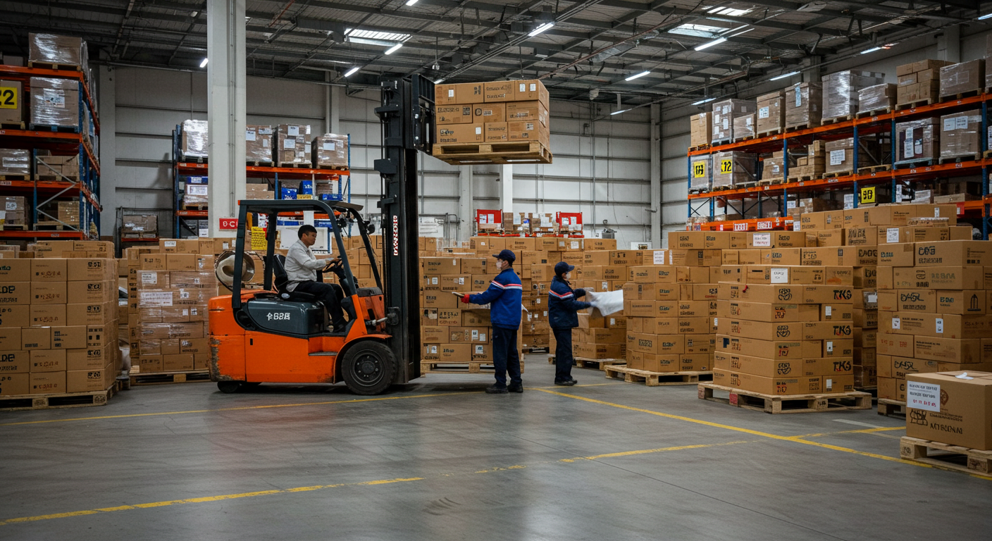 Терминал грузовых поездов в Китае с контейнерами для доставки в Россию