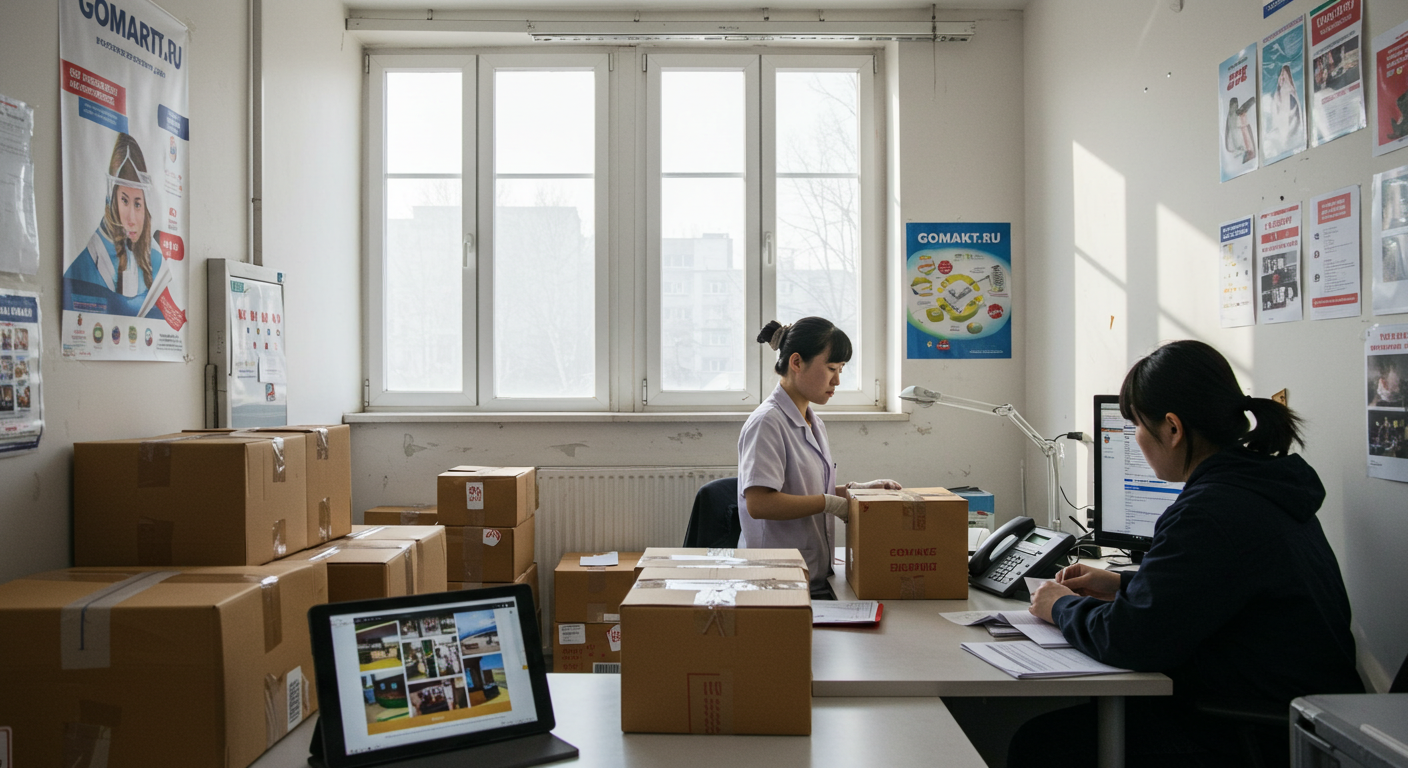 Торговая площадка в Китае, покупатели обсуждают условия покупки электроники и текстиля.