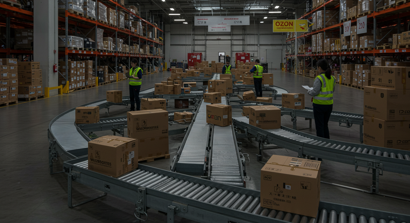 Торговая улица в Китае с мелкими товарами и электроникой на витринах